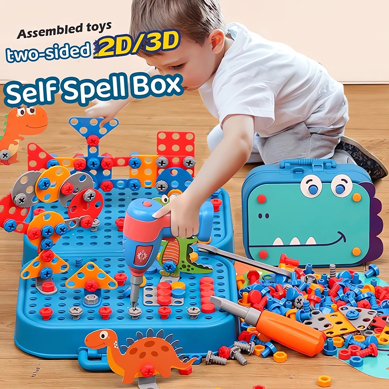 450PCS Kids Tool Box Set Power Drill Hammer Tool Box Screw Toys ...