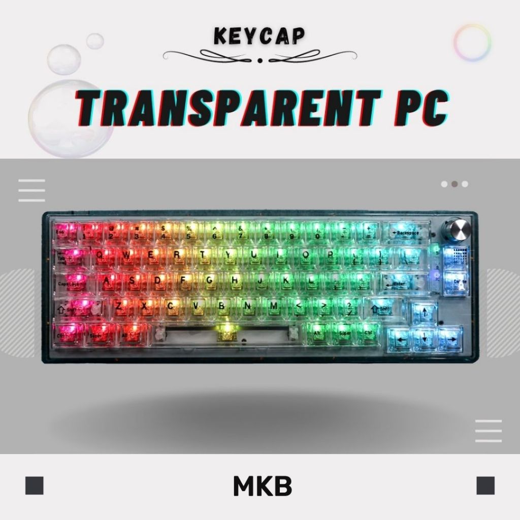 MKB Clear Transparent PC Backlit Shine Through Cherry Profile Keycap ...