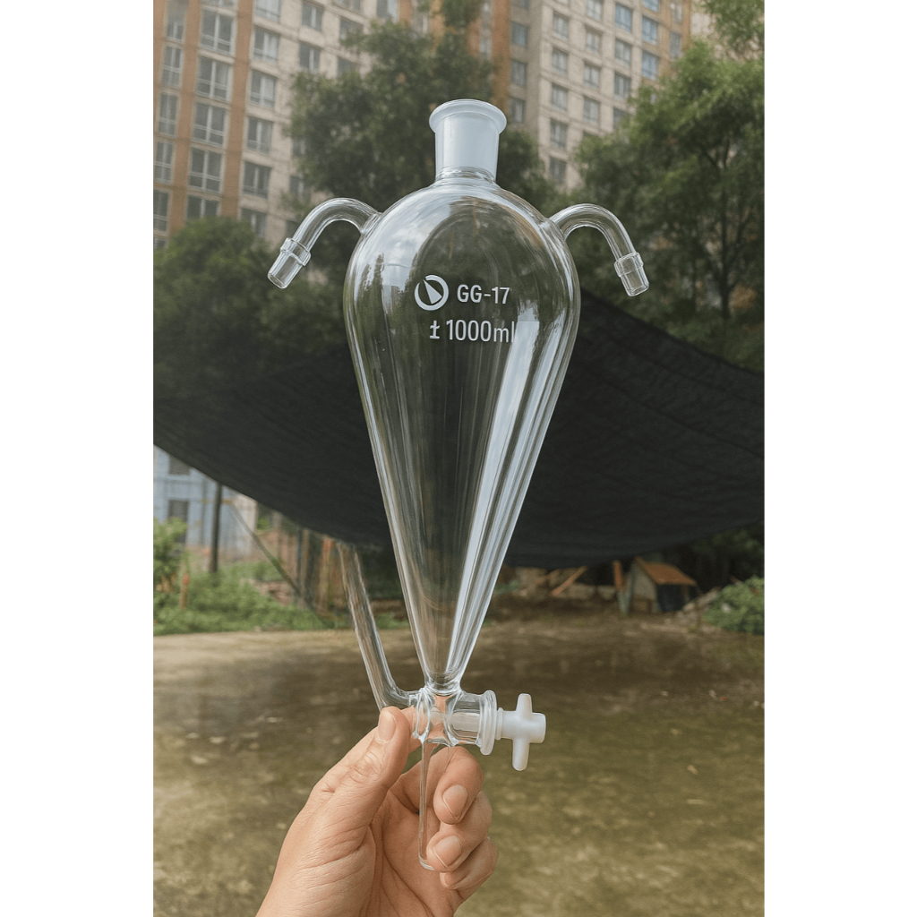 Four Neck Glass Separatory Funnel with Stopcock and Ground Glass ...