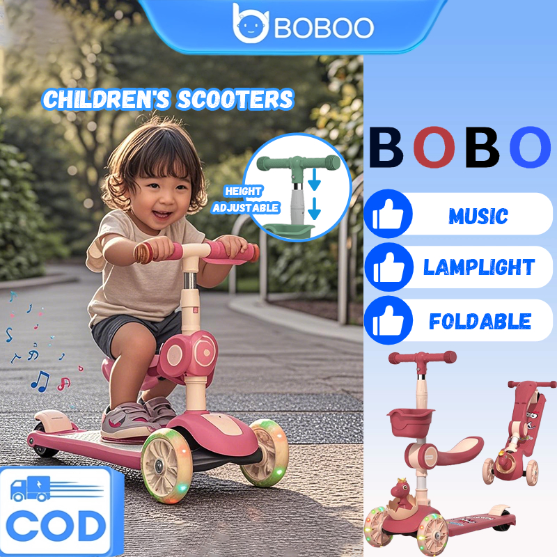 【BOBOO】Skuter Budak 6 in 1 Age 1+ Scooter For Kids Foldable Adjustable ...