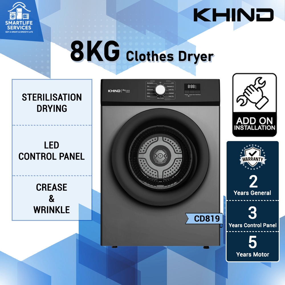 KHIND 8kg Clothes Dryer LED control panel CD819 | Shopee Malaysia