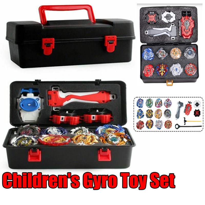 17-18Pcs Children's Gyro Toy Set Burst Gyro Set with Toolbox 12 Gyro 4 ...