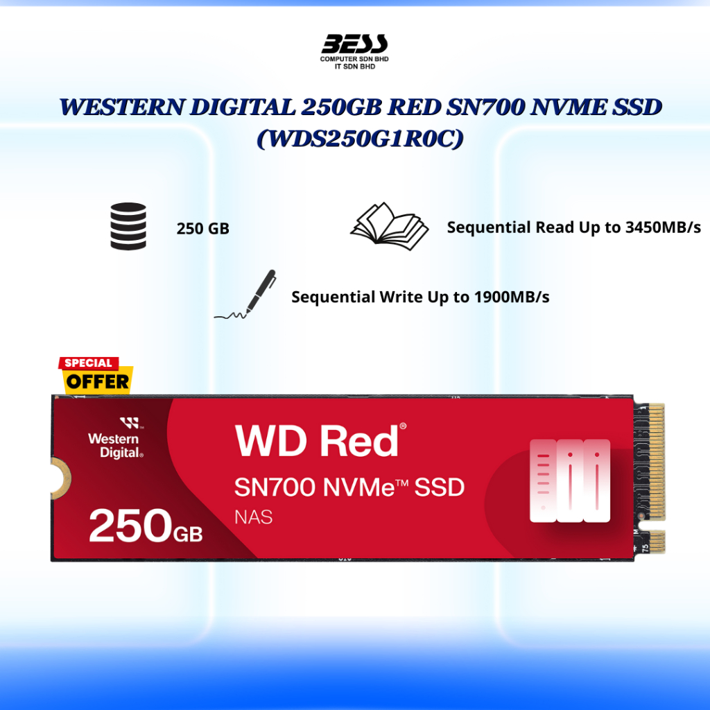 [PRE-ORDER] WESTERN DIGITAL RED SN700 NVME SSD (250GB/500GB/1TB/2TB/4TB ...