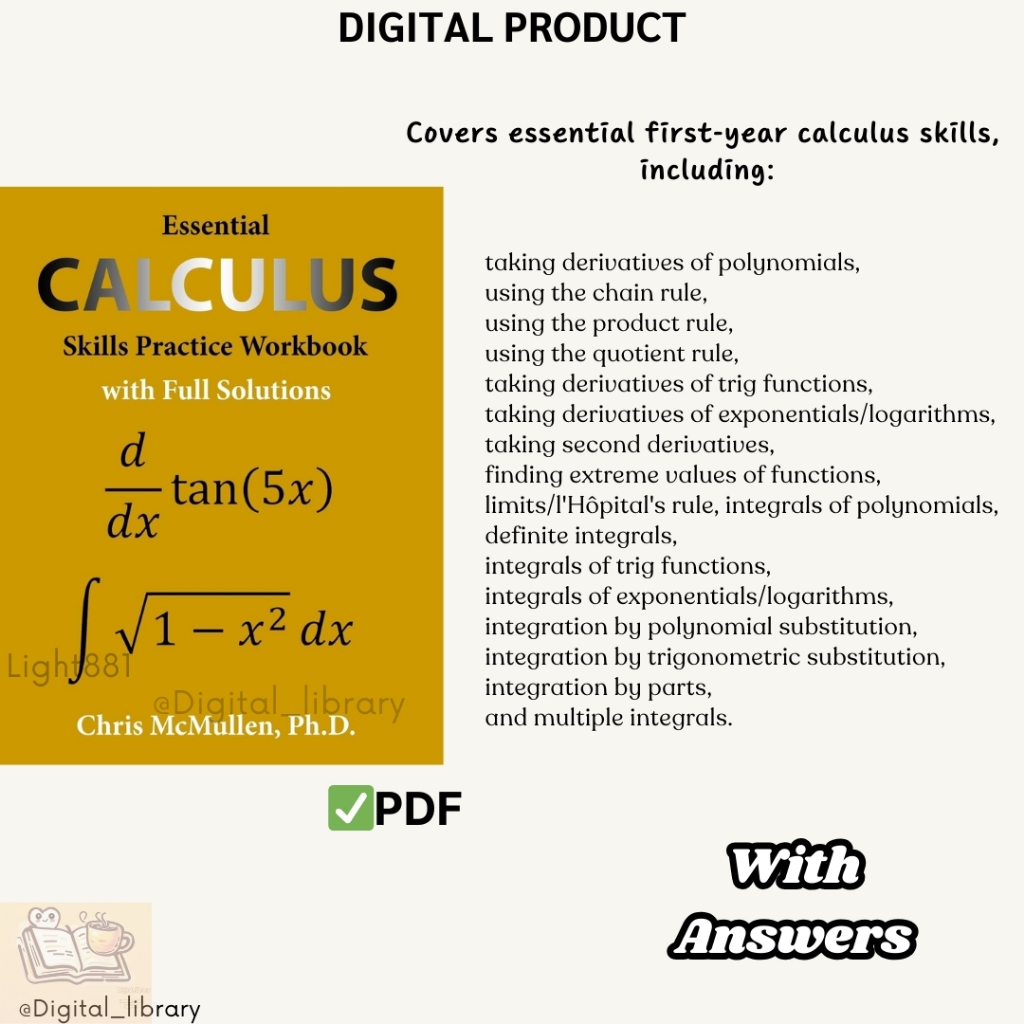 Essential Calculus Skills Practice Workbook with Full Solutions [With ...