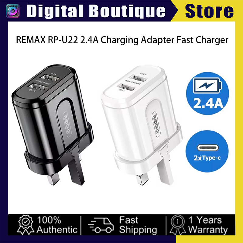 REMAX RP-U22 5V 2.4A Dual Port USB Fast Charging 2 Port UK Plug 2.4A ...