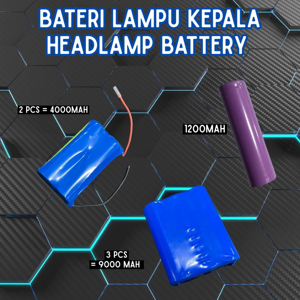 Battery Lampu Kepala/Bateri Lampu Kepala/Lithium Battery/Bateri Litium ...