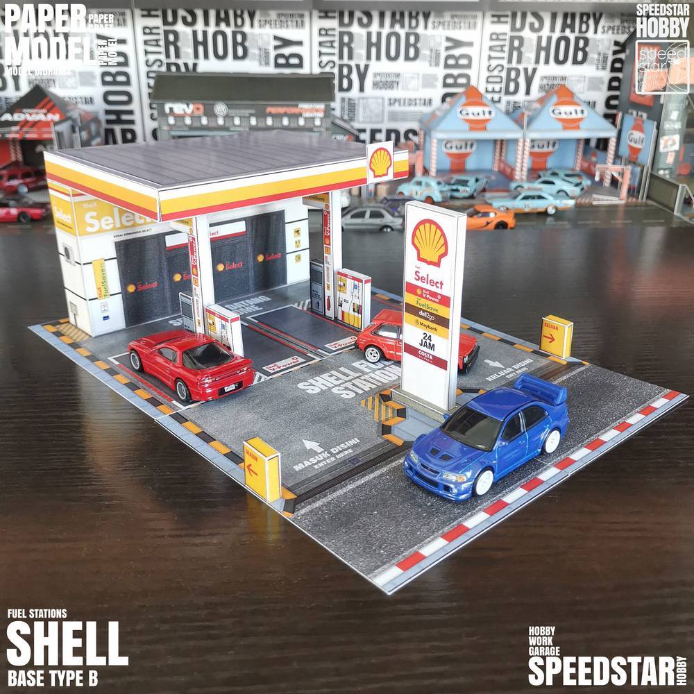 1:64 Shell Base Size: 27 x 19 cm - Diorama Paper Model Speedstar hobby ...