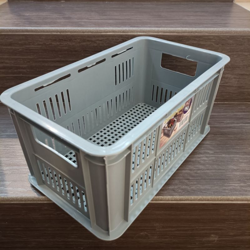 LHL 2501 Grey / Beige Stackable Storage Basket Durable Space-Saving ...