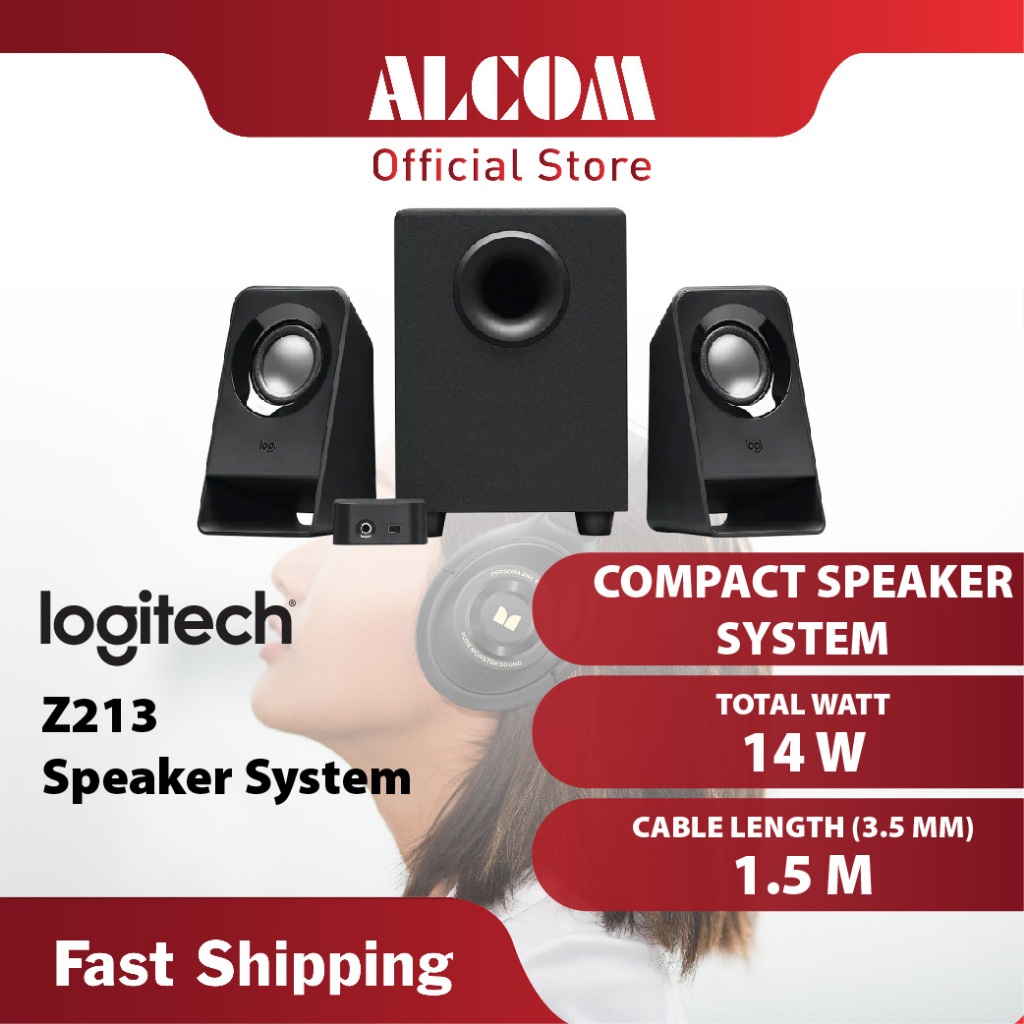 LOGITECH Compact 2.1 Speaker System Z213 with Full Sound, Compact ...
