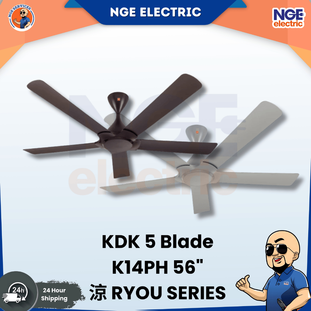 Fan| KDK K14PH Ryou Series Kipas Siling 56 Inch 5 Blade DC Motor Remote ...