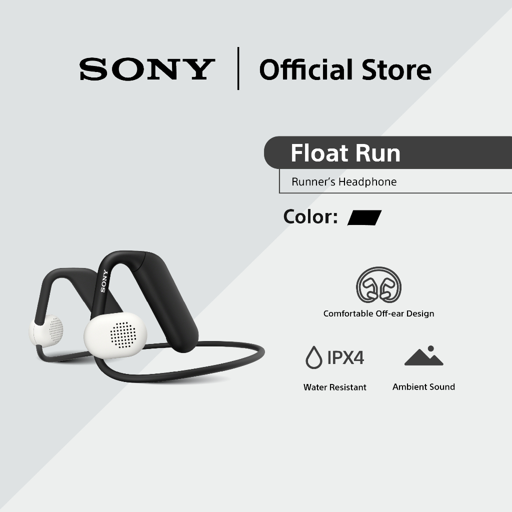 Sony Float Run WIOE610 | Ecouteurs avec micro - Supra-auriculaires - Bluetooth - Sans fil - Noir