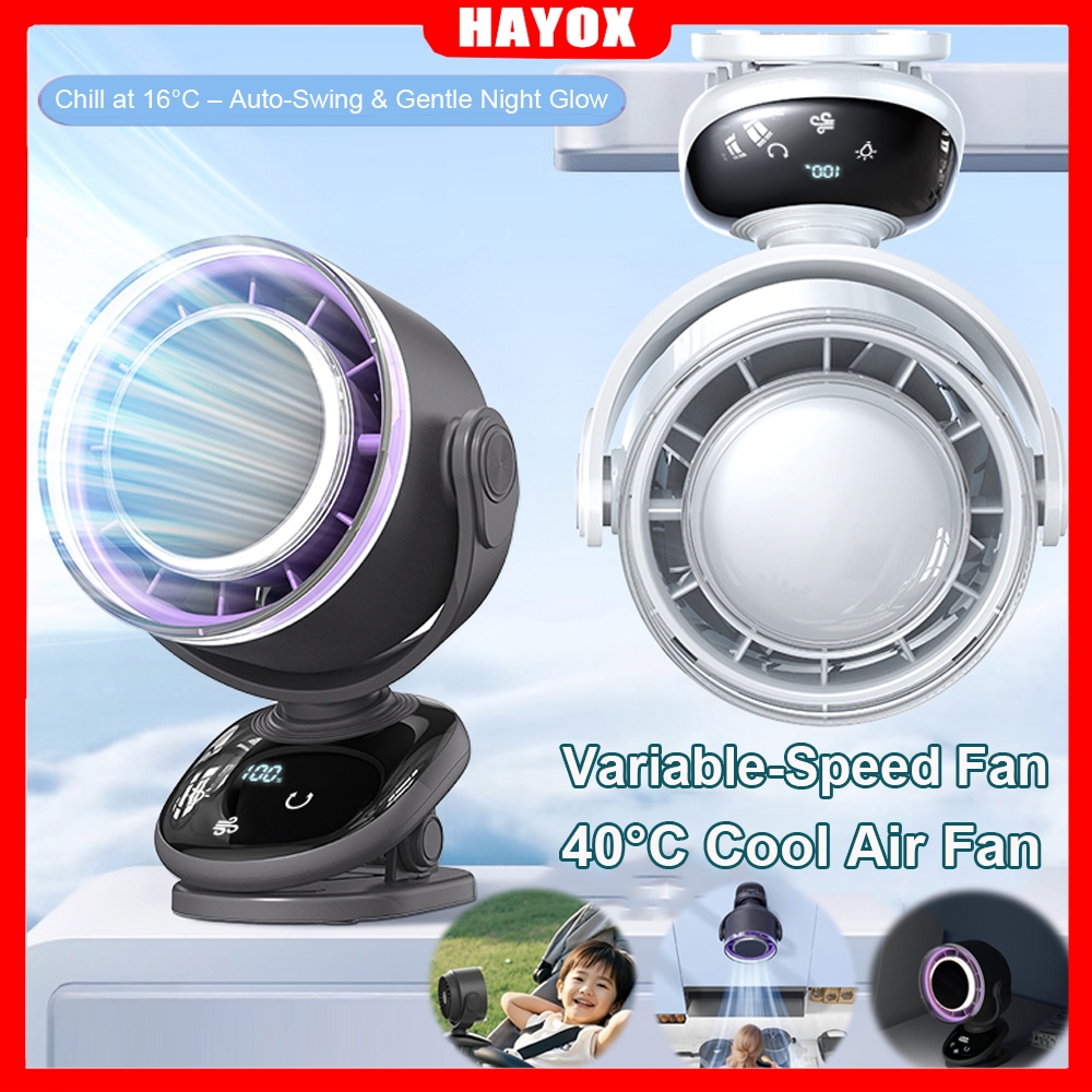 360° Auto-Oscillation Clip Fan Portable Turbo Cooling Fan Hanging Fan ...
