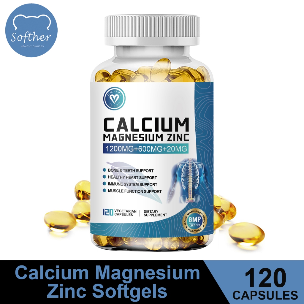 SOFTHER Calcium Magnesium Zinc Capsules Support Nerves System Support ...