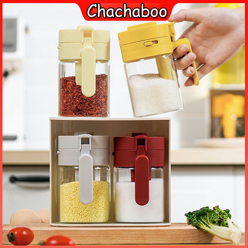 Household kitchen Moisture-Proof Seasoning Jar Salt Container 2 in 1 ...
