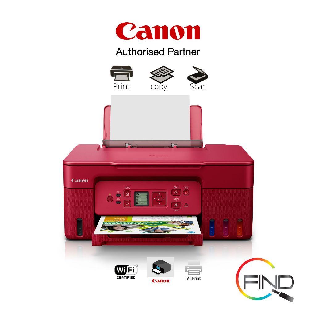 Canon PIXMA G3770 AIO A4 Printer (Red) Print/Scan/Copy Wireless ...
