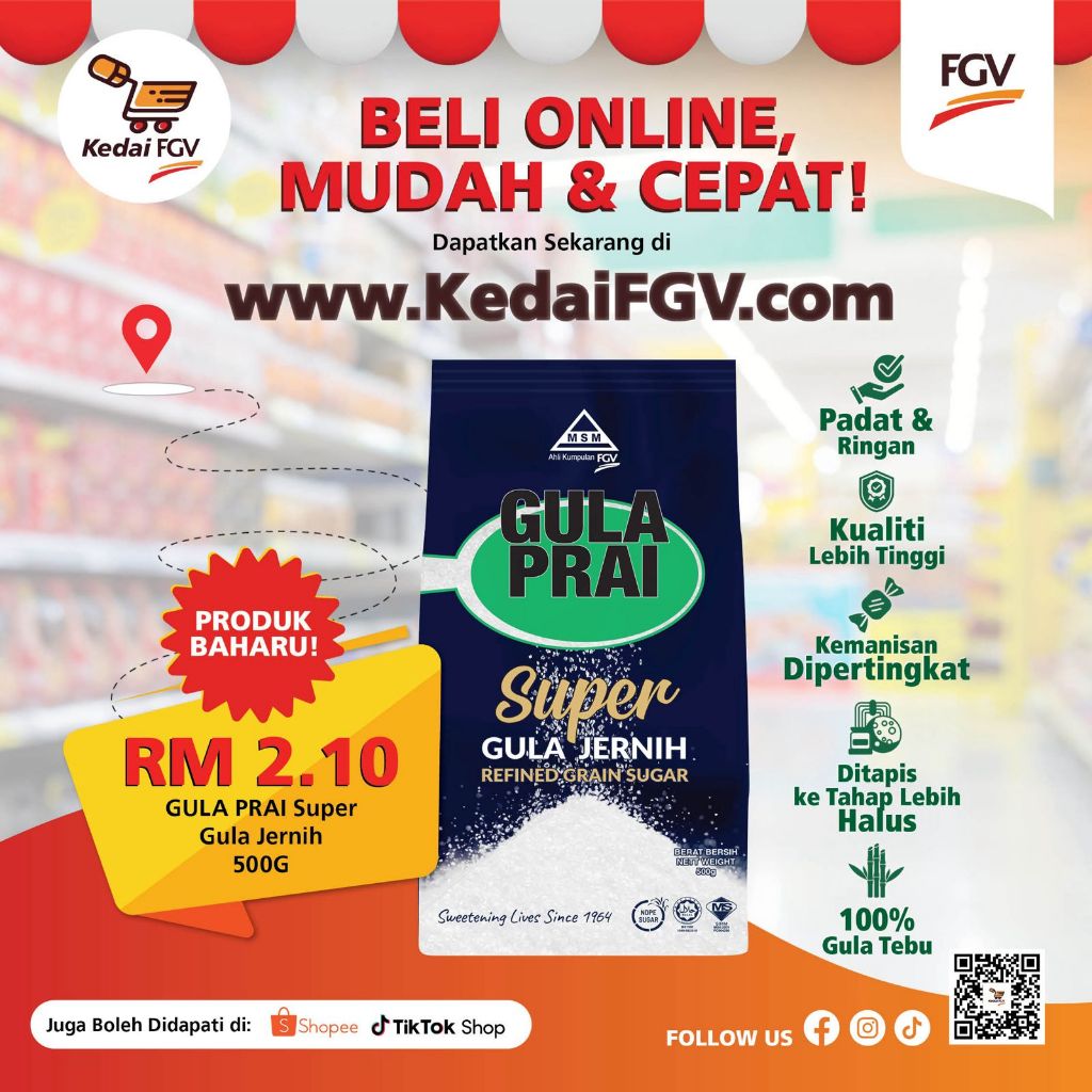 GULA PRAI Super Gula Jernih / SUPER PREMIUM GRAIN SUGAR (500g) | Shopee ...