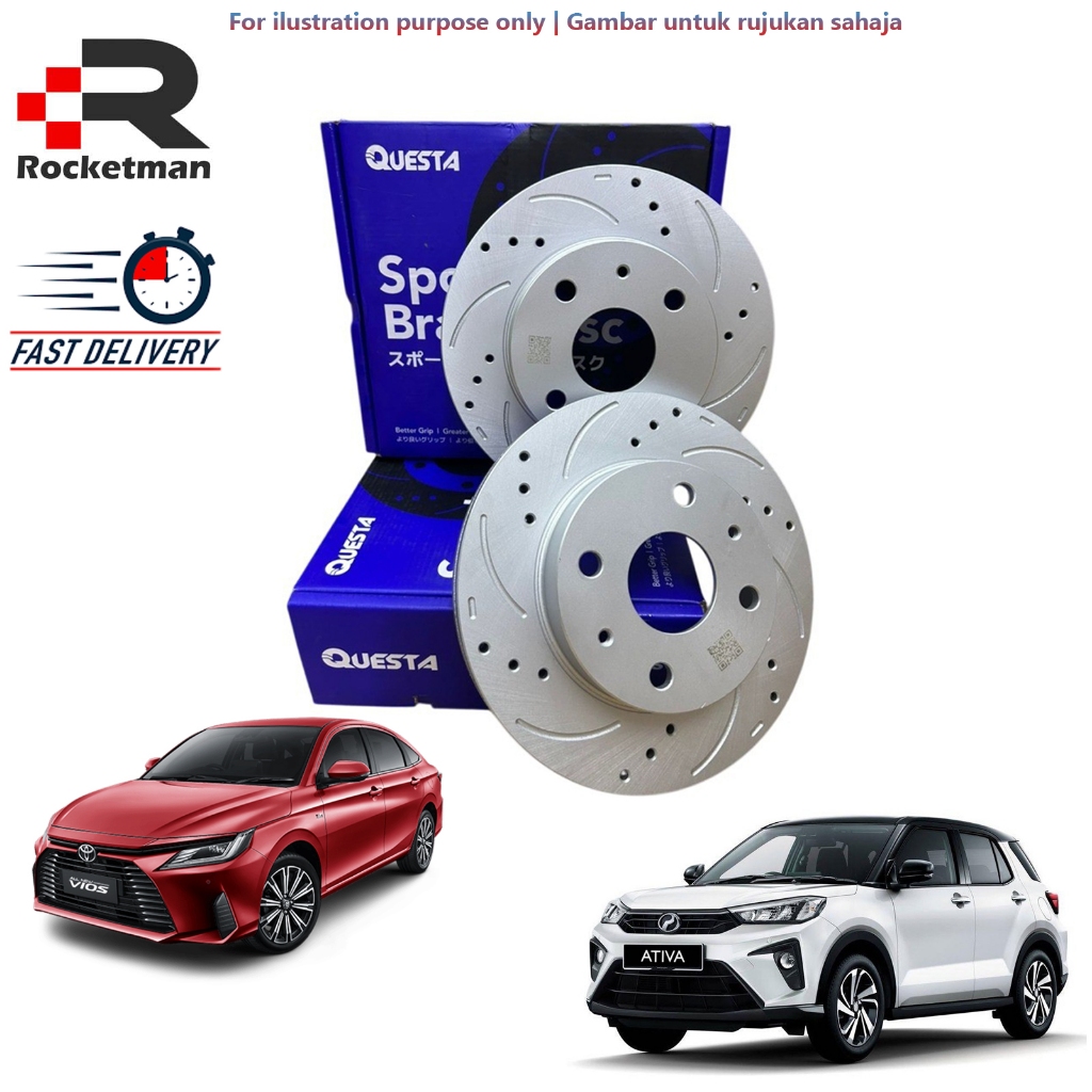 QUESTA SPORT FRONT DISC ROTOR (1PAIR) PERODUA ATIVA 1.0 D55L TOYOTA ...