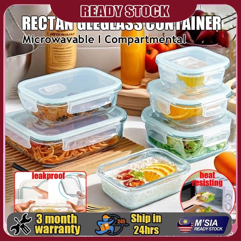 Rectangle Microwave Safe Glass Container Glass Food Storage Glass Lunch ...