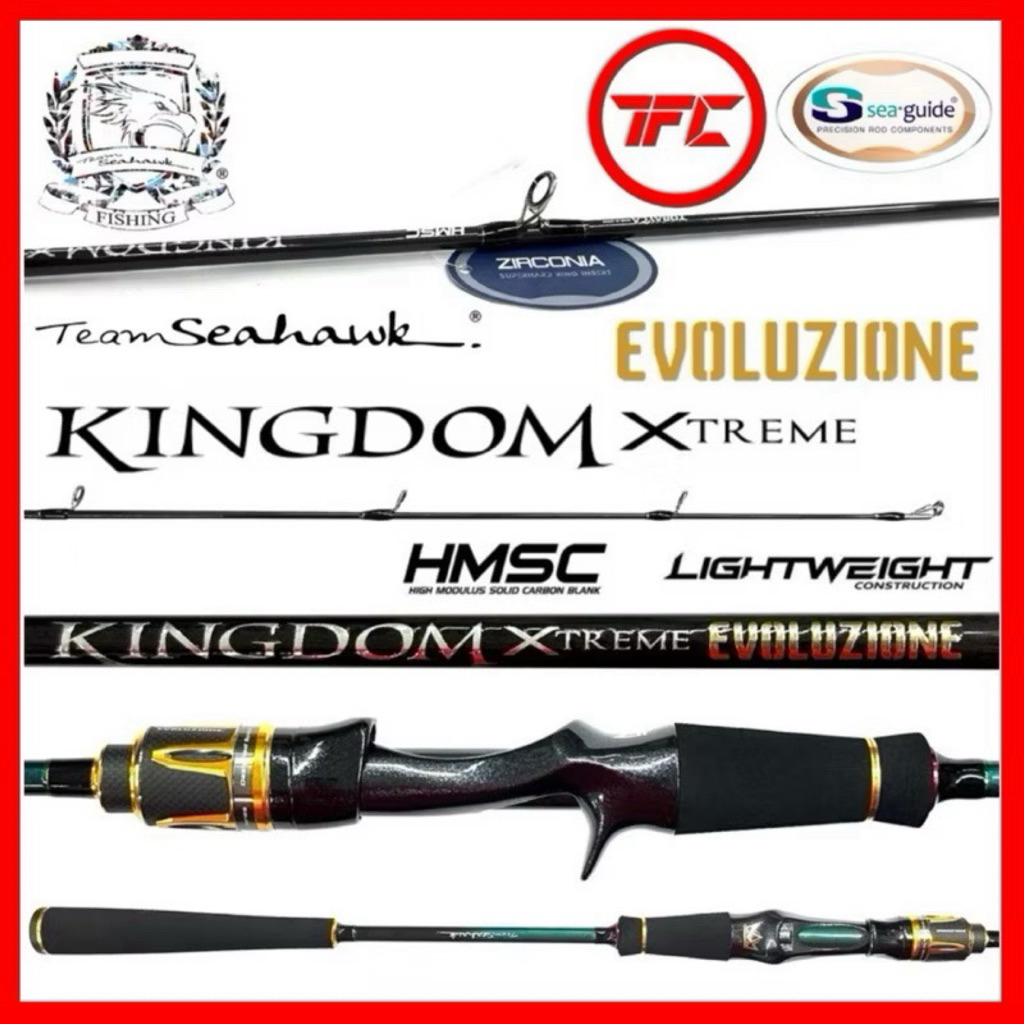 TEAM SEAHAWK Kingdom Xtreme Evoluzione Baitcast & Spinning Jigging Rod ...