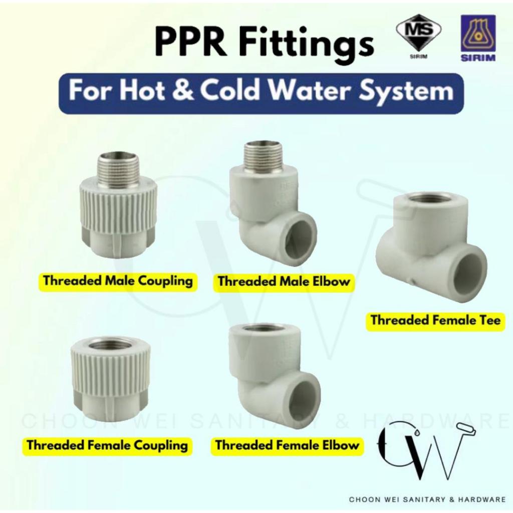 PPR Fitting /For Hot Cold Water /Socket Couling Elbow Tee Adaptor End ...