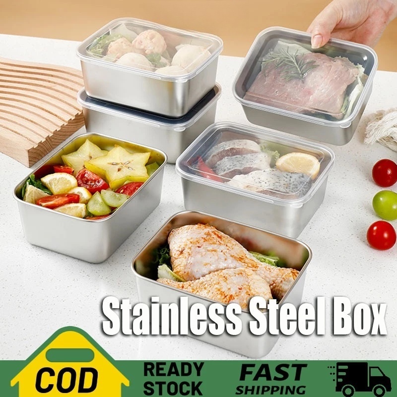 Stainless Steel Box Fresh-Keeping Storage Box With Lid Organizer Seal ...