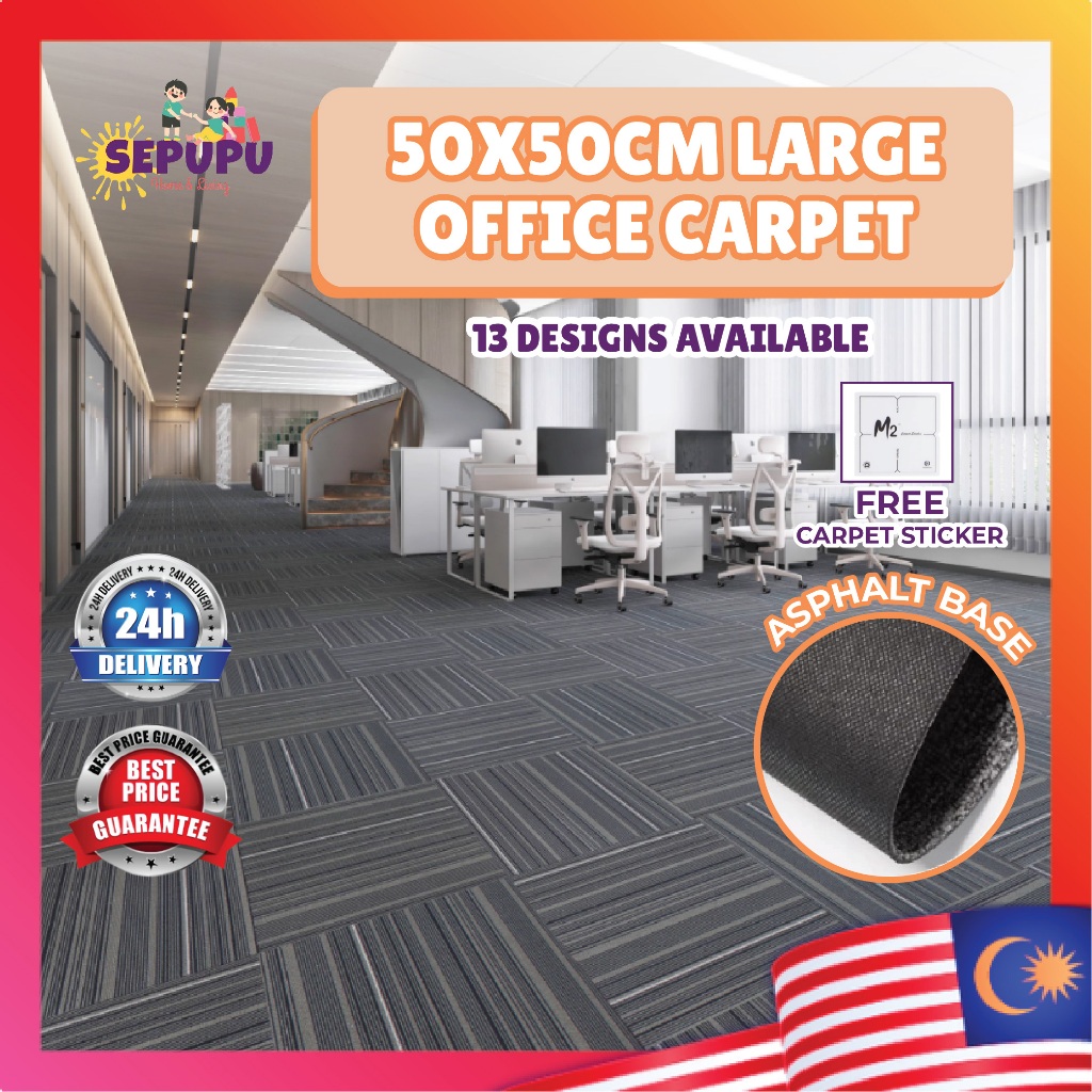 SEPUPU 50X50CM Large Non Slip Floor Carpet Tiles Non-Slip Carpet Office ...