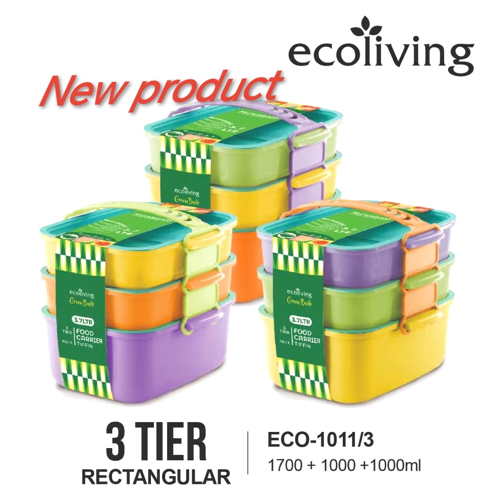 ECO living 1011/3 3tier rectangular lunch box | Shopee Malaysia