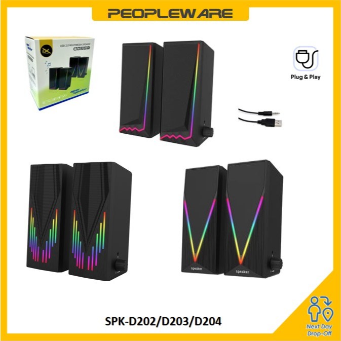 RGB Wired Computer Speaker – AUX 3.5mm USB Powered, Stereo Sound for ...