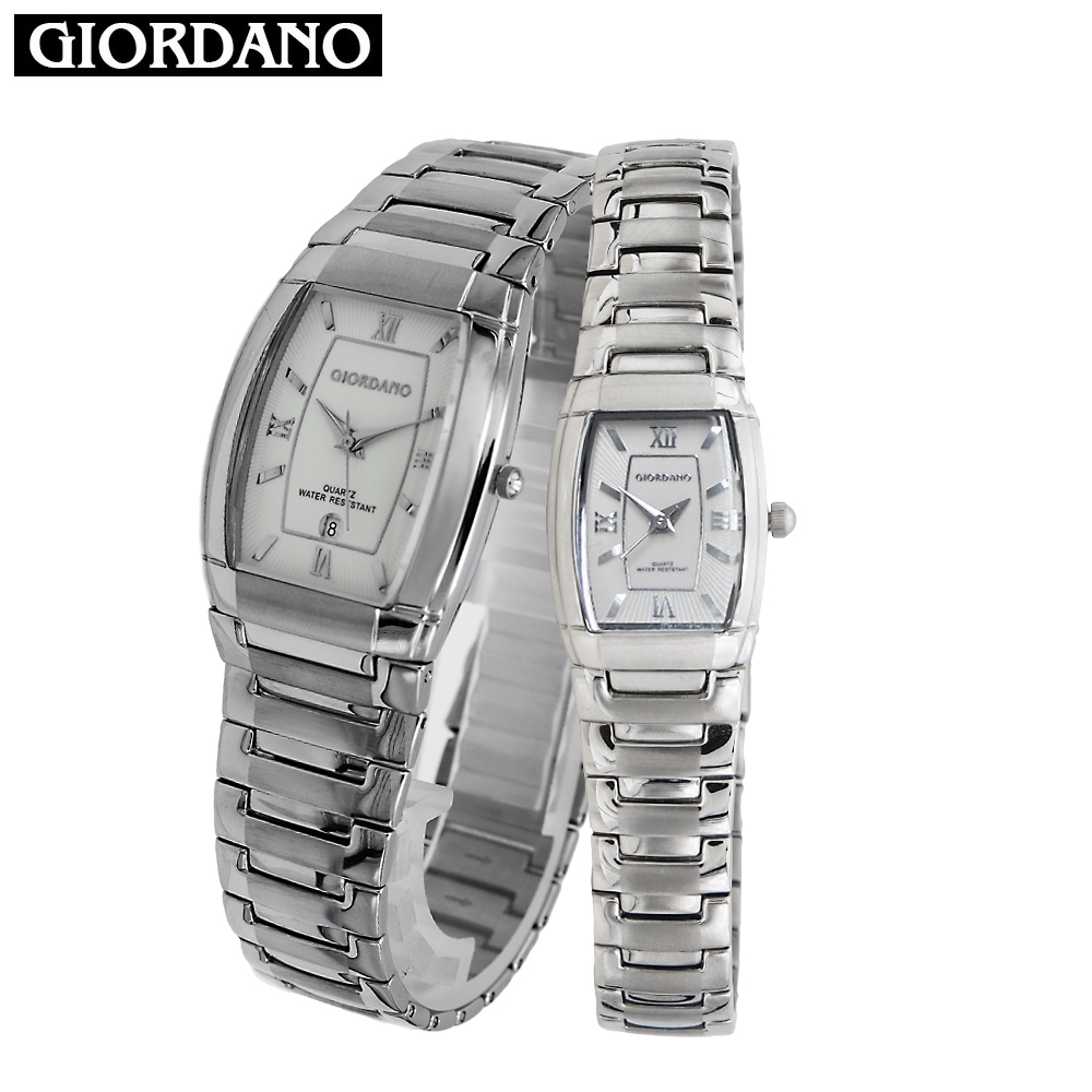 Giordano Elegance All Stainless Steel Tonneau Couple Watch 3229