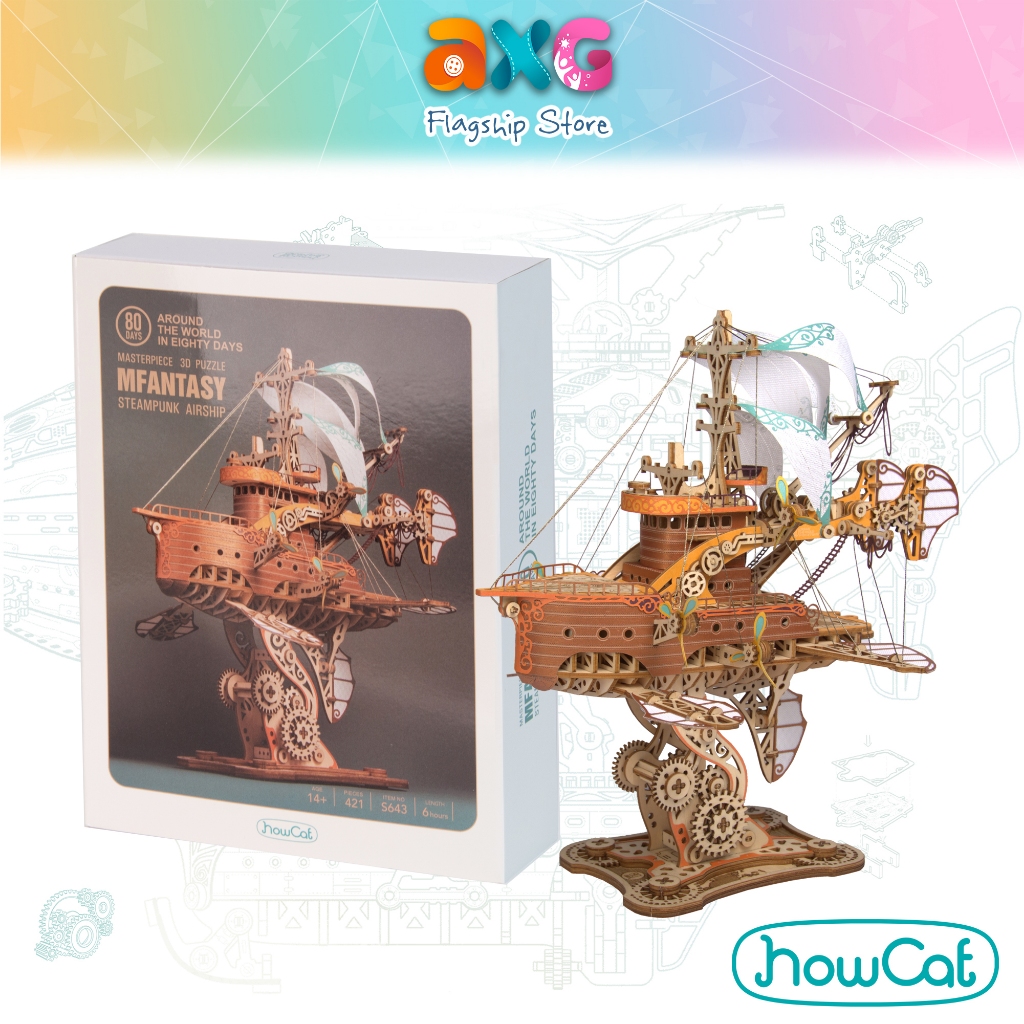 HowCat MFANTASY Around the World in 80 Days Airship DIY Wooden Puzzle ...