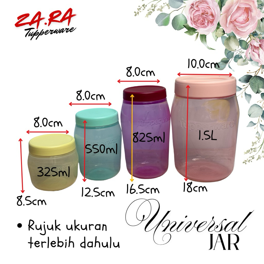 Universal Jar Tupperware - 325ml/550ml/825ml/1.5ml/3.0L | Shopee Malaysia
