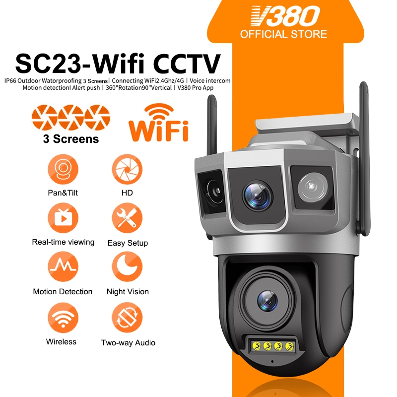 V380 Pro SC23 Wireless Three Screen Outdoor Waterproof Wifi 360 Cctv ...