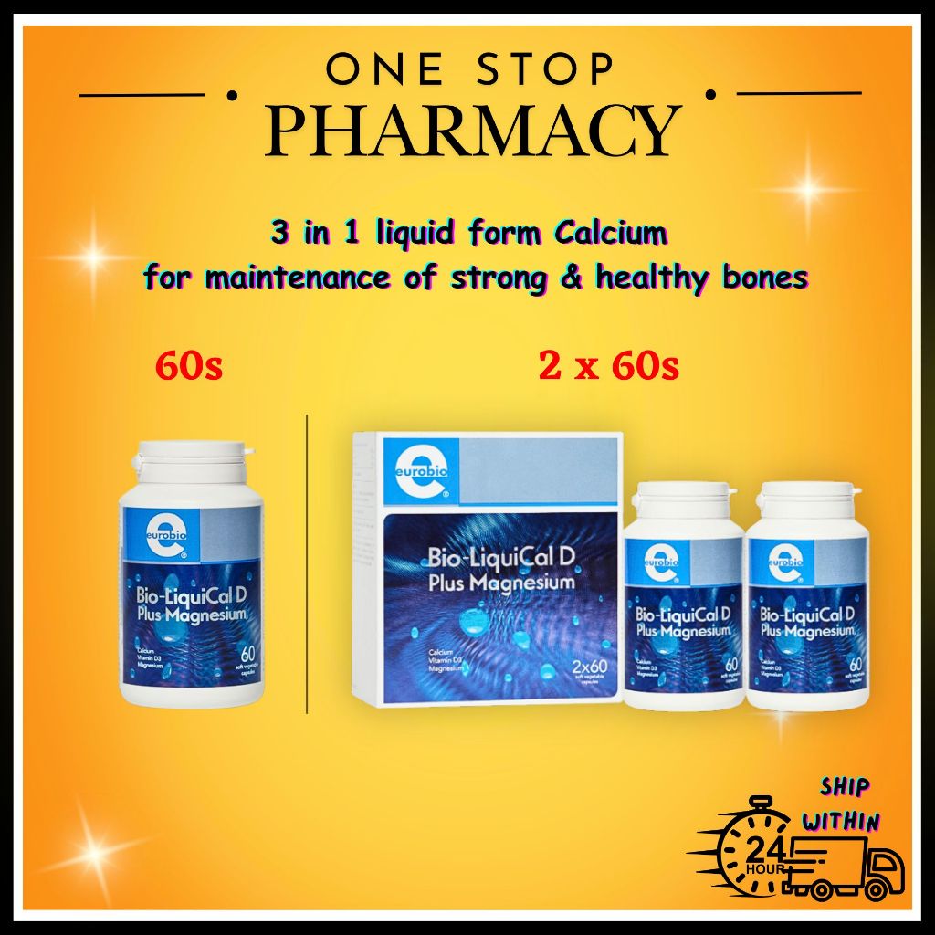 EUROBIO BIO-LIQUICAL D PLUS MAGNESIUM 60s/60’s x 2 (SUPPLEMENT BONE ...