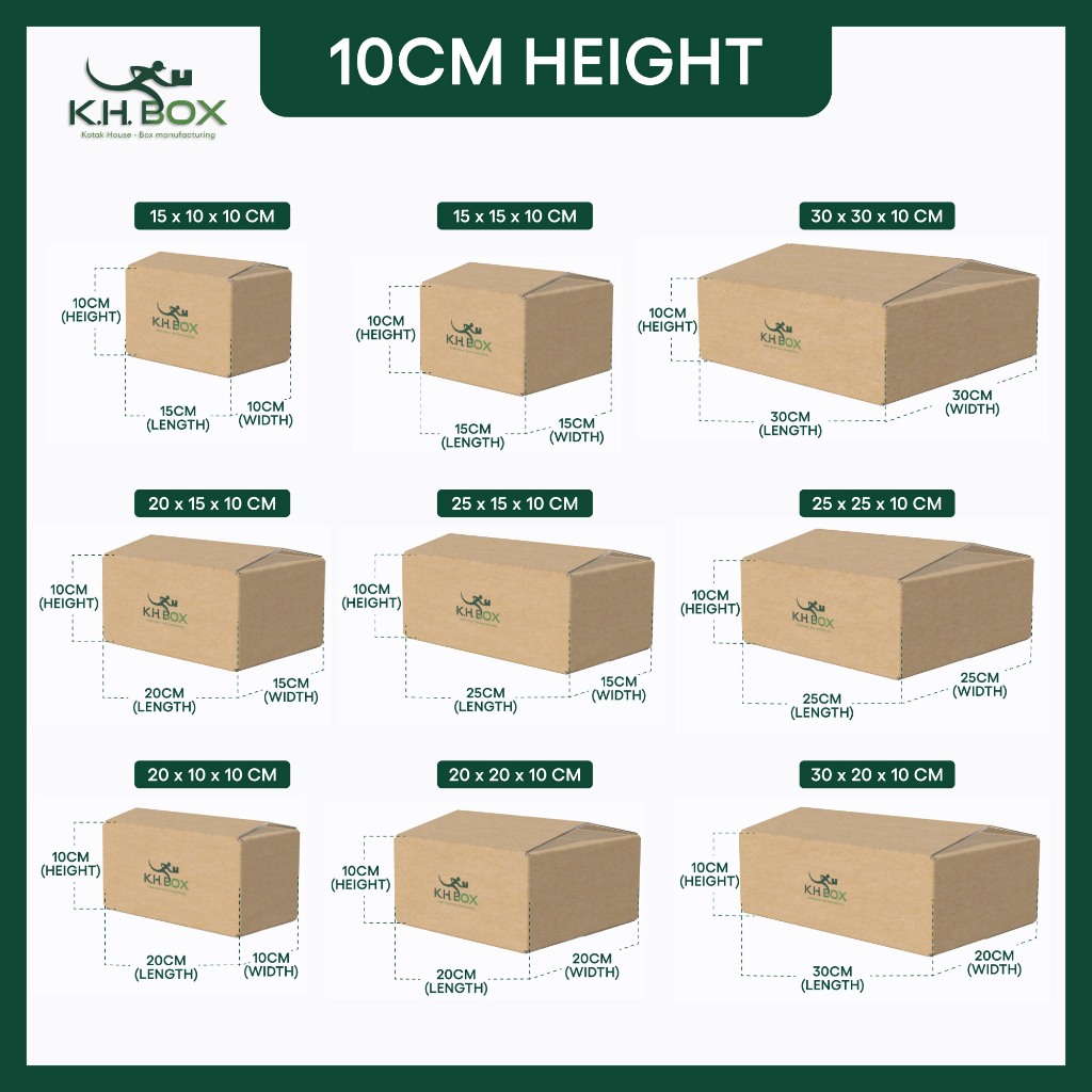 KHBOX 10CM HEIGHT Kotak Carton Box / Packaging Box / Normal Box / RSC ...