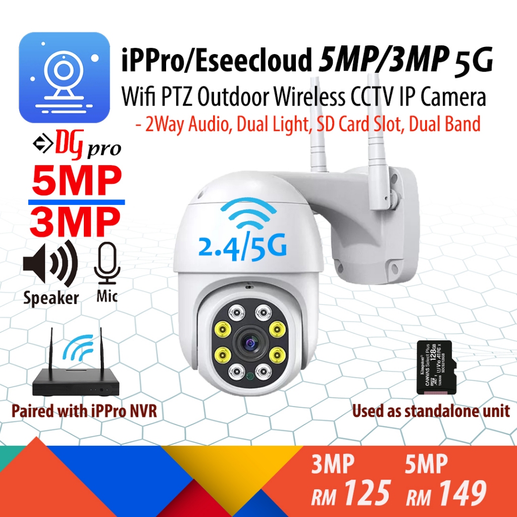 Eseecloud iPPro 5MP 3MP PTZ Dual Band Wifi Outdoor IP