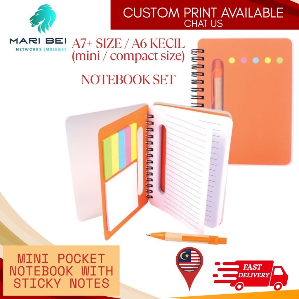 A7+ Size | A6 Kecil - Mini pocket notebook with sticky notes and Pen ...