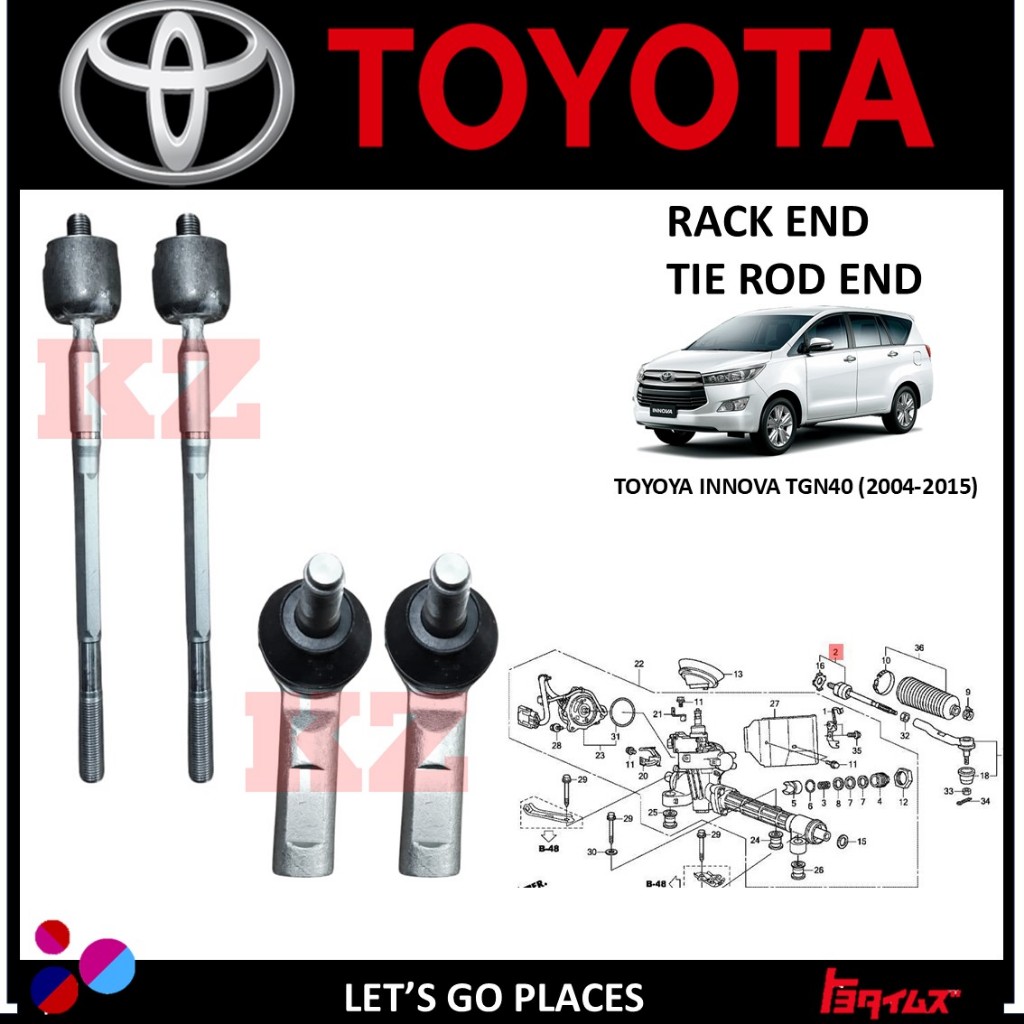 TOYOTA INNOVA TGN40 (2004-2015) - 4 IN 1 SET-RACK END/TIE ROD END/SET ...