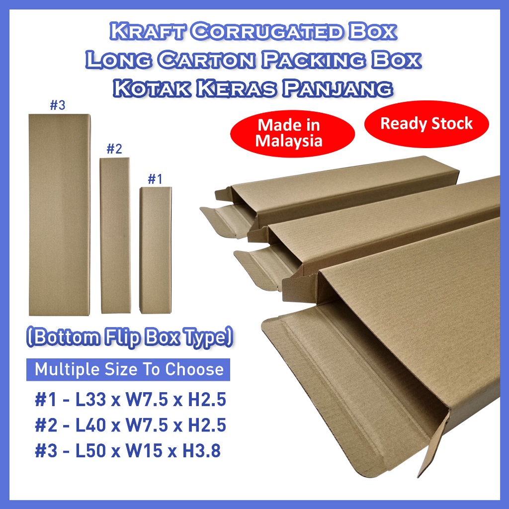 Kotak Keras Panjang Long Carton Packaging Box Gift Box Kraft Corrugated ...