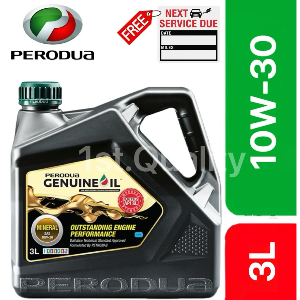PERODUA SAE 10W30 API SL Mineral Engine Oil (3L)-5000KM Myvi Axia Viva ...
