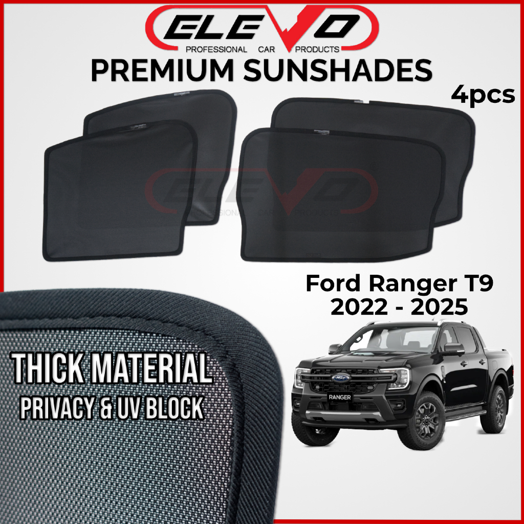 ELEVO Ford Ranger T9 2022 to 2025 Sunshades Sun Shade Windows 4pcs ...
