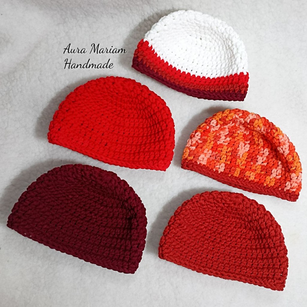 Red and Autumn - Kufi Hat for baby, kids and adult / Kopiah bayi tema ...