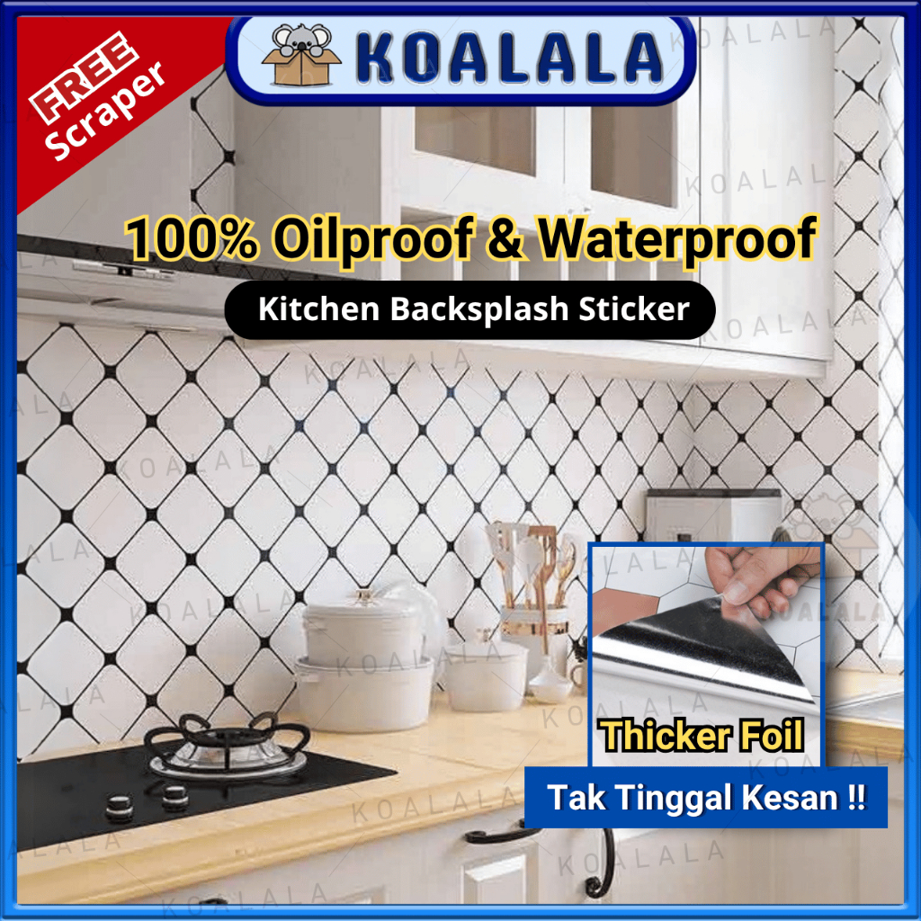 Kitchen Waterproof Oilproof Wallpaper Sticker Dinding Dapur Masak Self ...