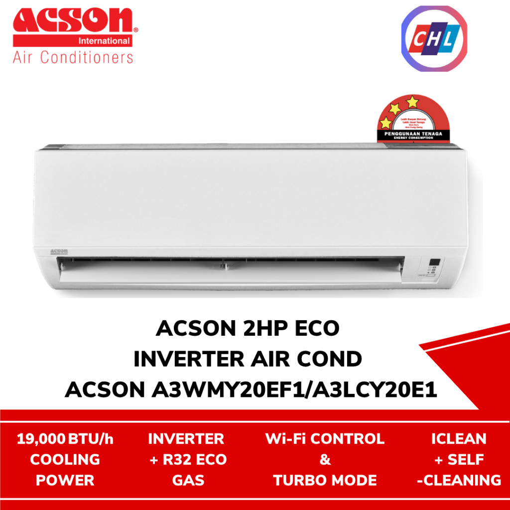 ACSON 2HP ECO INVERTER AIR COND I A3WMY20EF1/A3LCY20E1 | Shopee Malaysia