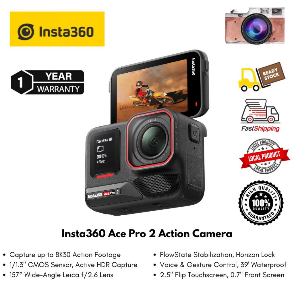 Insta360 Ace Pro 2 Action Camera Capture up to 8K30 Action Footage 157 ...