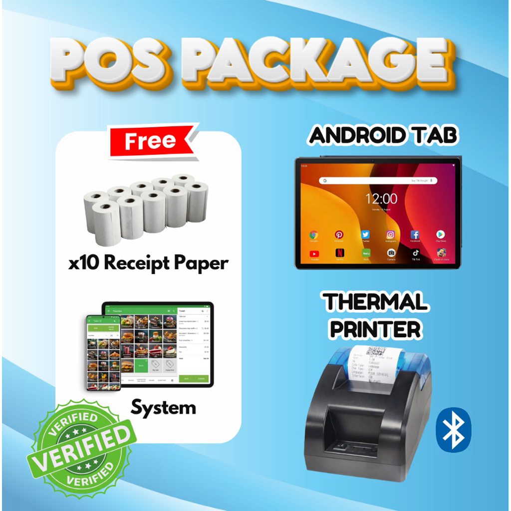POS SYSTEM PACKAGE | ANDROID TABLET + THERMAL PRINTER + SYSTEM FREE ...