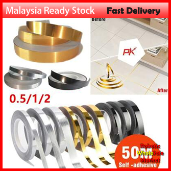 50MRoll Ceramic Tile Mildewproof Gap Tape Decor Gold Silver Black Self Adhesive Wall Tile Floor Tape Sticker Home Decor
