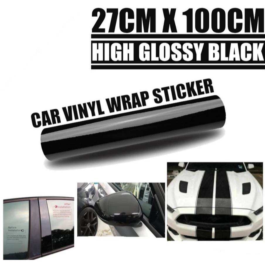 Multipurpose Vinyl Sticker Wrap High Glossy Shinning Black Sticker Door ...