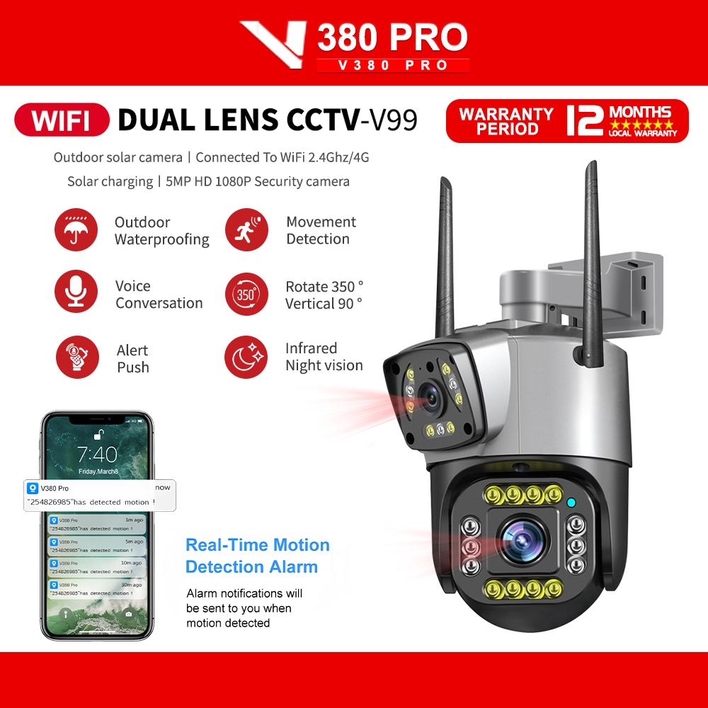 V380 Pro Cctv Cameras V99 Dual Lens Outdoor Waterproof Connect WiFi ...