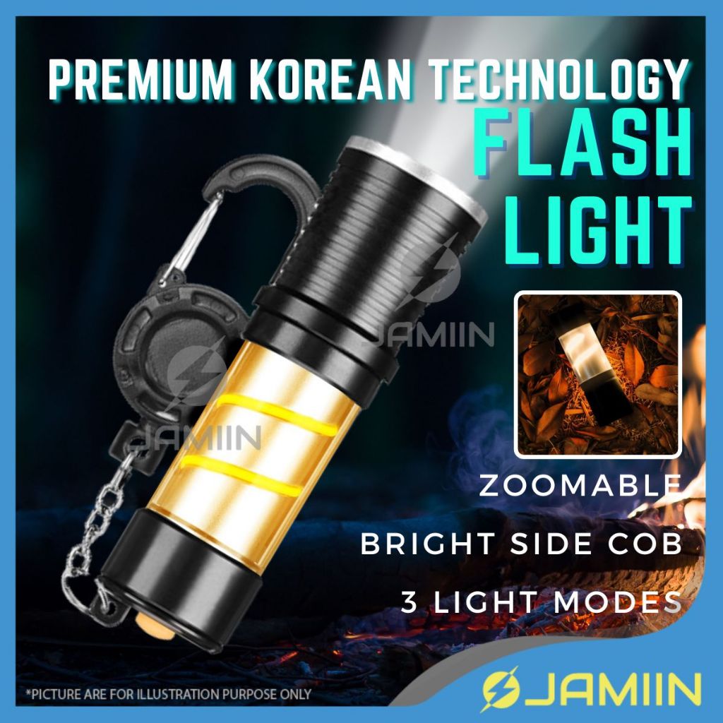 Lampu Suluh Terang Zoomable Flashlight Type-C Rechargeable Light ...
