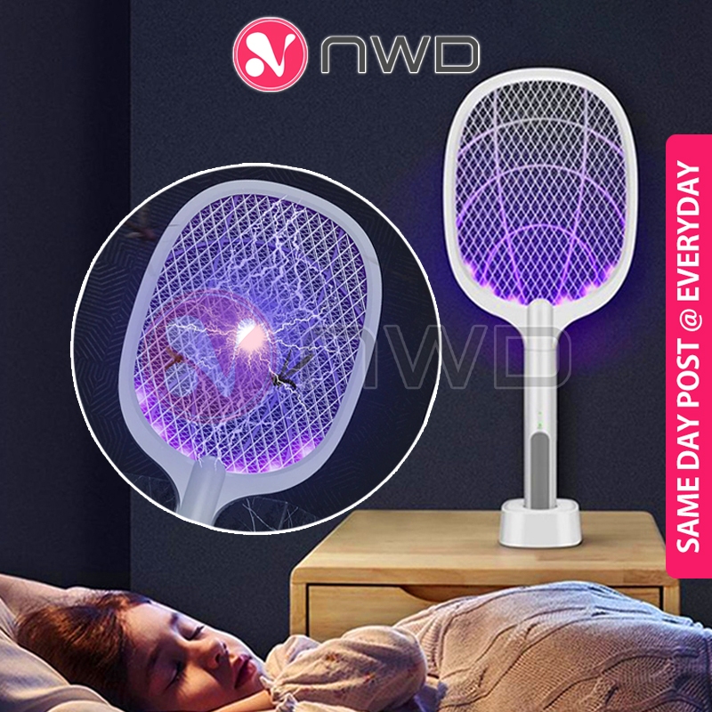 𝟭𝟬 𝗫 𝗟𝗘𝗗 𝗧𝗥𝗔𝗣 》Electric Racket Mosquito Swatter Rechargeable UV Light ...